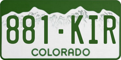 CO license plate 881KIR