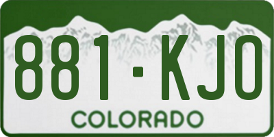 CO license plate 881KJO