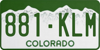 CO license plate 881KLM