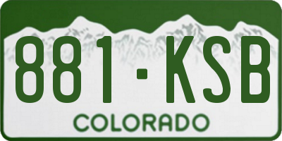 CO license plate 881KSB