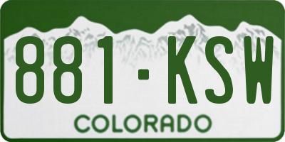CO license plate 881KSW