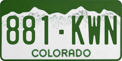 CO license plate 881KWN