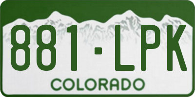 CO license plate 881LPK