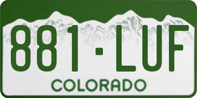 CO license plate 881LUF