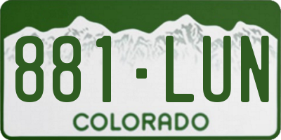CO license plate 881LUN