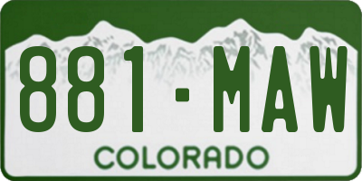 CO license plate 881MAW