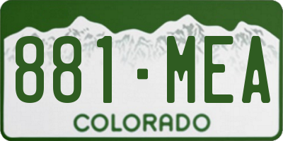 CO license plate 881MEA