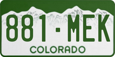 CO license plate 881MEK