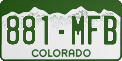 CO license plate 881MFB