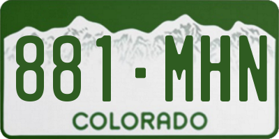 CO license plate 881MHN