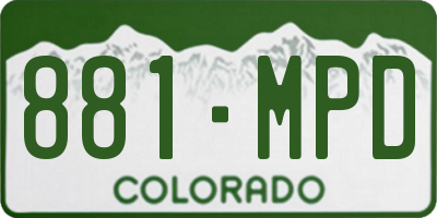 CO license plate 881MPD