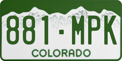 CO license plate 881MPK