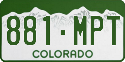 CO license plate 881MPT