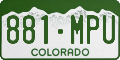 CO license plate 881MPU