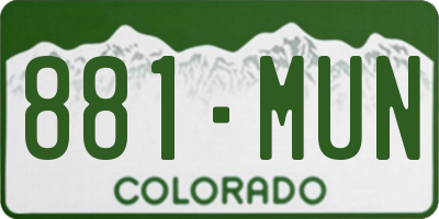 CO license plate 881MUN