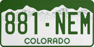 CO license plate 881NEM