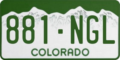 CO license plate 881NGL