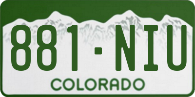 CO license plate 881NIU
