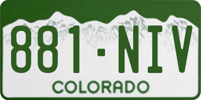 CO license plate 881NIV