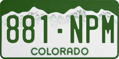 CO license plate 881NPM