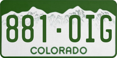 CO license plate 881OIG
