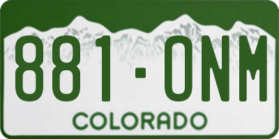 CO license plate 881ONM