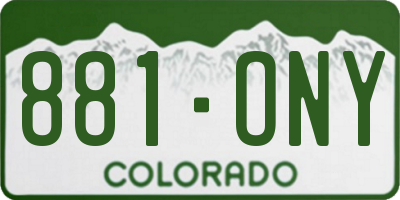 CO license plate 881ONY