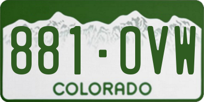 CO license plate 881OVW