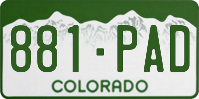 CO license plate 881PAD