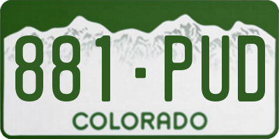 CO license plate 881PUD