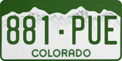 CO license plate 881PUE
