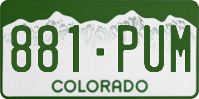 CO license plate 881PUM