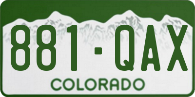 CO license plate 881QAX