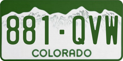 CO license plate 881QVW