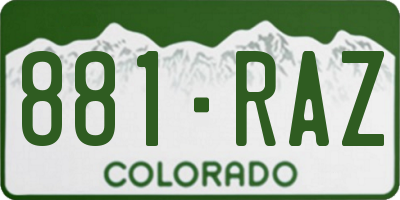 CO license plate 881RAZ