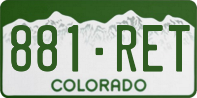 CO license plate 881RET