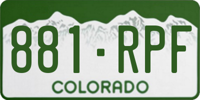 CO license plate 881RPF