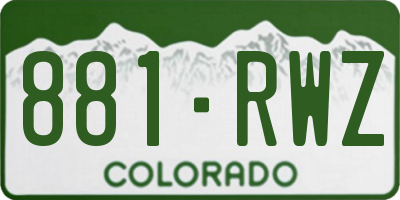 CO license plate 881RWZ