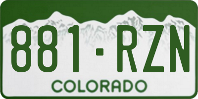 CO license plate 881RZN