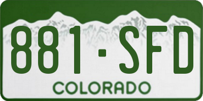 CO license plate 881SFD