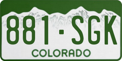 CO license plate 881SGK