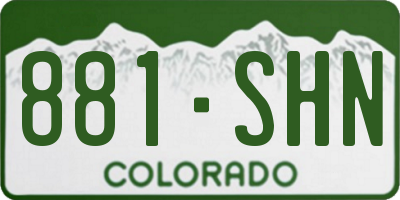 CO license plate 881SHN