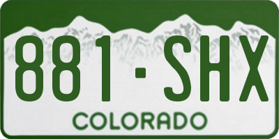 CO license plate 881SHX