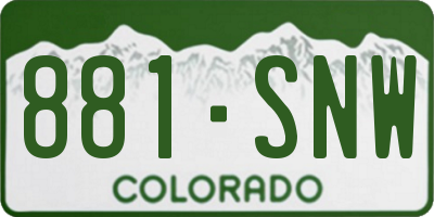 CO license plate 881SNW