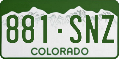 CO license plate 881SNZ