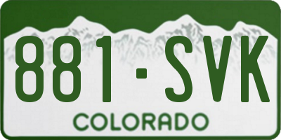 CO license plate 881SVK