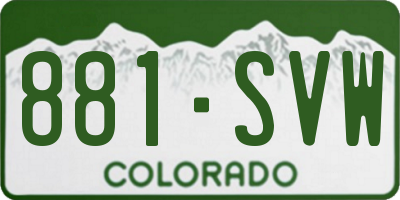CO license plate 881SVW