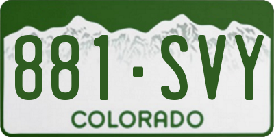 CO license plate 881SVY