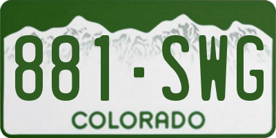 CO license plate 881SWG