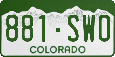 CO license plate 881SWO